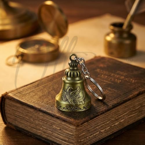 Image of OTTAVO Guardian Bell Keychain, Oxidized Copper, Tibetan Style, 5 cm Height, Good Luck Charm