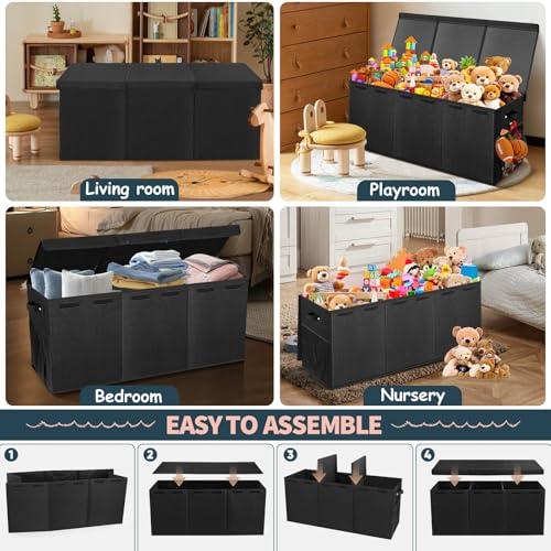 image for Rocamdo Extra Large Toy Box with Lids - Sturdy Collapsible Kids Storag