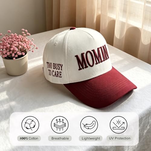 Image of Women's Mommin Trucker Hat - Vintage Two-Tone Ponytail Baseball Cap, Embroidered Adjustable Hat, Great Gift for Mom & Women