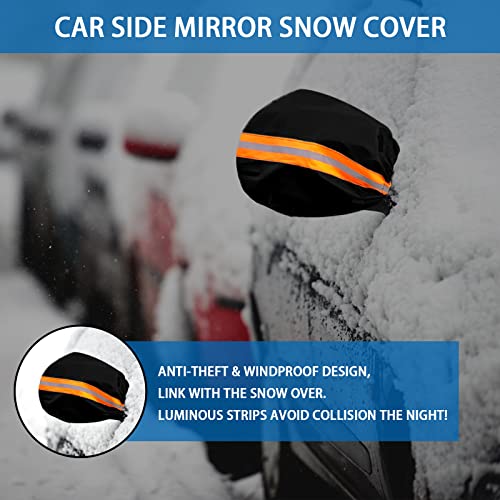 Superkaka Windshield Cover For Ice And Snow,Car Windshield Snow Cover,600D Thick Oxford Cloth Waterproof And Windproof Snow Cover With Reflective Side Mirror Cover, Fits Most Sedans #TOP2