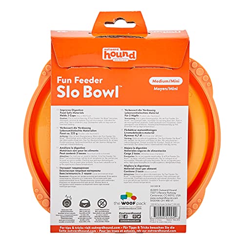 Outward Hound Fun Feeder Slo Bowl, Slow Feeder Dog Bowl, Medium/Mini, Orange #TOP2