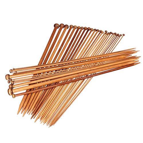 Conjunto de agulhas de tricô de bambu Milisten 36 peças Carbonizadas, suéter pontiagudo, kit de agulhas de crochê profissionais 36 cm