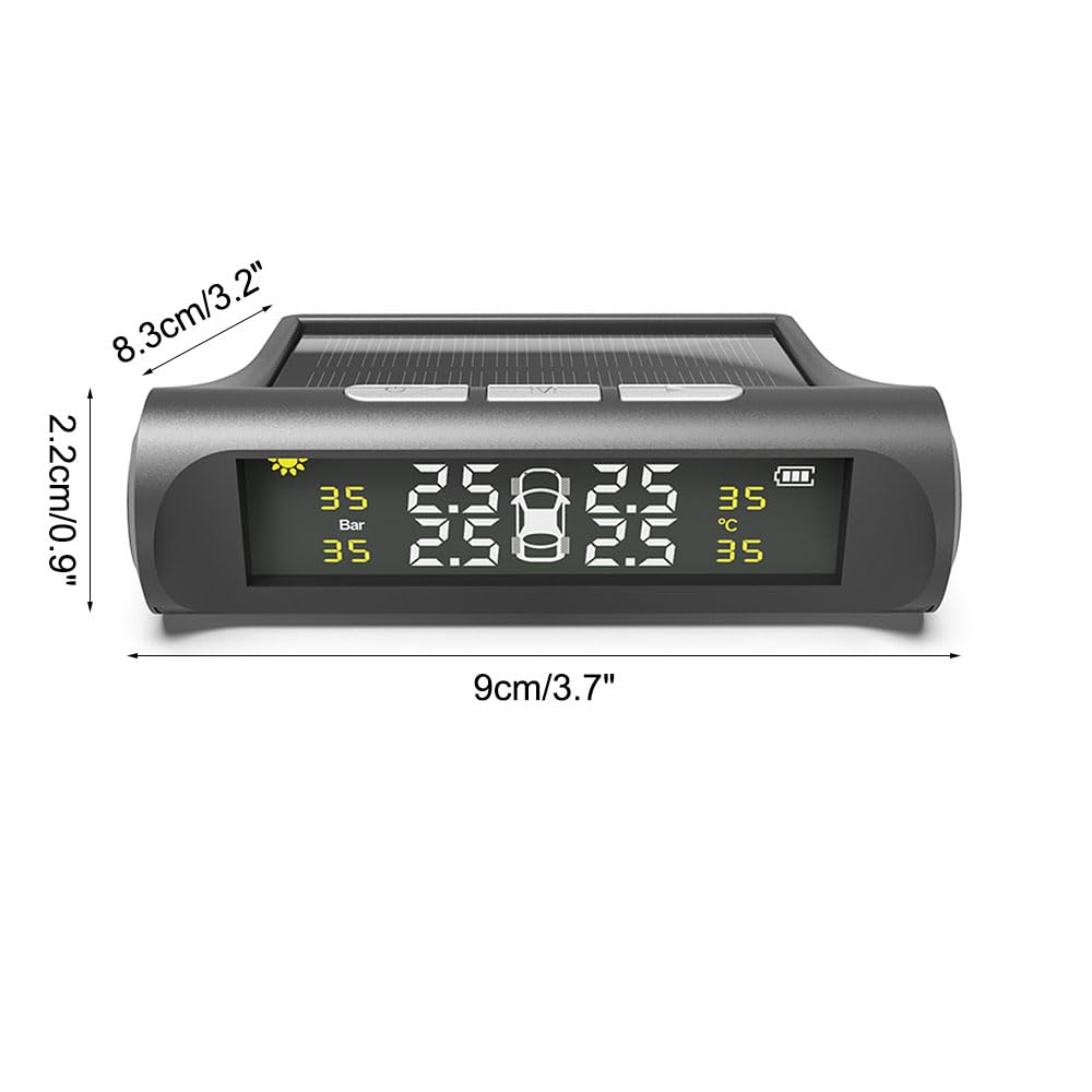 MiOYOOW Sistema di monitoraggio della pressione dei pneumatici TPMS, impermeabile, controllo della pressione dei pneumatici, a risparmio energetico, a energia solare, per veicoli e camper