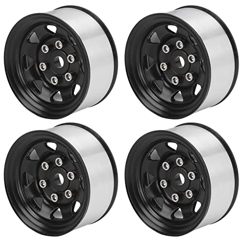 VGEBY 4 Pcs 1.55 Inch Universal RC Wheel Rim Hub for AX90069 Crawlers, Zinc Alloy Material for Improved Stability and Performance (Black) 1.5 Beadlock Wheels