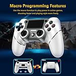 Wireless Controller Compatible with PS4/Pro/Slim, Black ps4 controller with Dual Vibration, 1000mAh Battery, 6-Axis Motion Sensor, Built-in Speaker & 3.5mm Headphone Jack, Charging Cable (White) - Image 3