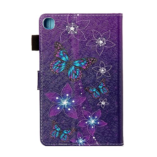 UUcovers Case for Samsung Galaxy Tab A 8.4 Inch 2020 Model (SM-T307) with Pencil Holder/Pockets/Stand/Magnetic Folio Wallet Slim PU Leather & Soft TPU Back Shockproof Cover, Purple Flower Butterfly
