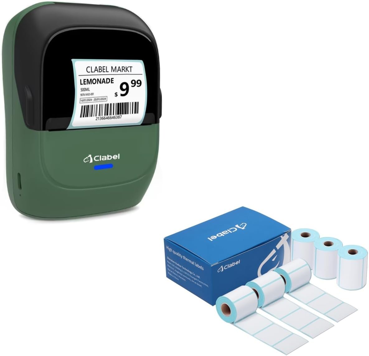 CLABEL Thermal Label Maker Machine 2 Inch Portable Label Printer with Label Maker, 40x30mm(1.57'' x 1.18'') Sticker Labels