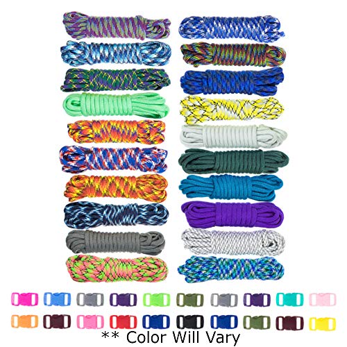 West Coast Paracord Zesty 550lb Survival Paracord Random Combo Crafting Kit 10 Colors of 500lb Cord and 10 Buckles - Type III Paracord - Make 10 Paracord Bracelets - Great Gift (Zesty, 200 Feet)