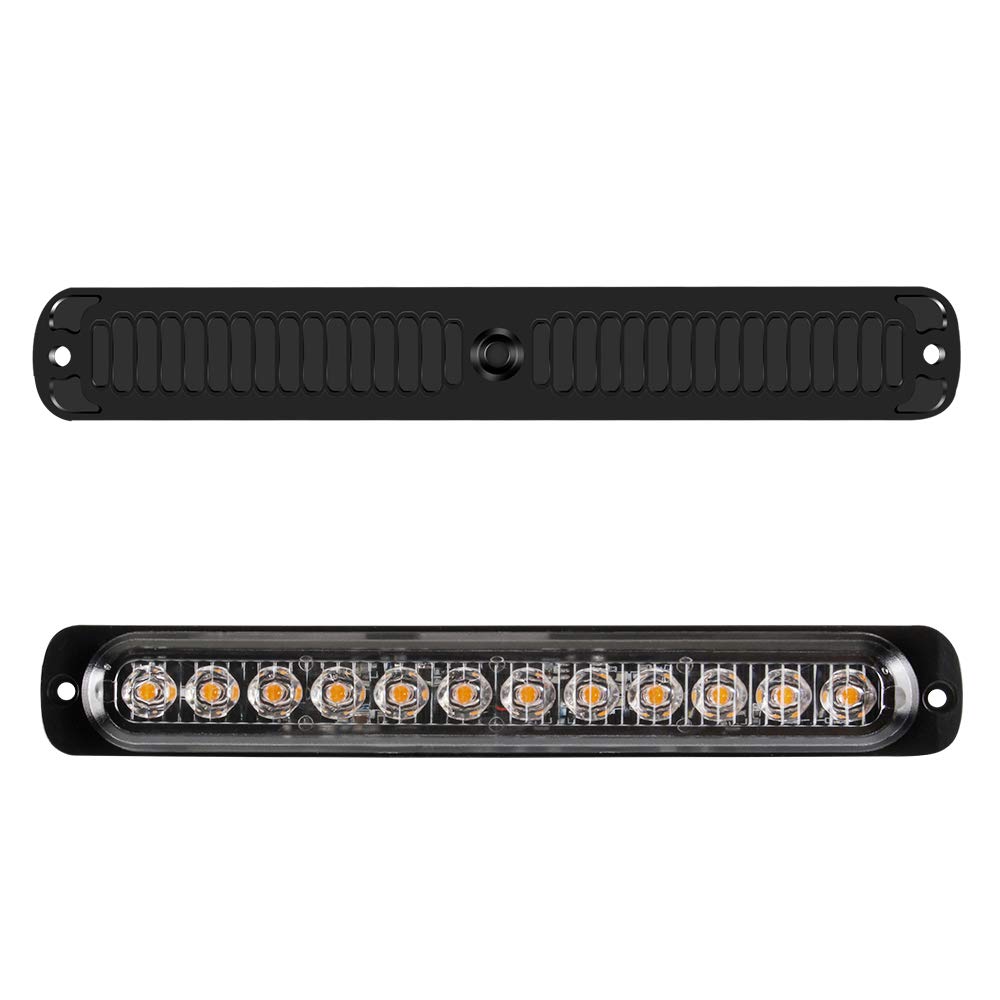 2x 12LEDS Led Stroboscope Voiture Avertissement D'urgence Lumières Strobe Voyants D'avertissement Bar Lumière de Mode de Clignotant Moto (Ambre)