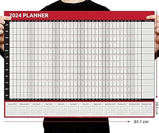 2024 Wall Planner Calendar A1 Size (84cm x 59cm) full Year to view Calendar Home Office Work runs jan to Dec JAN DEC