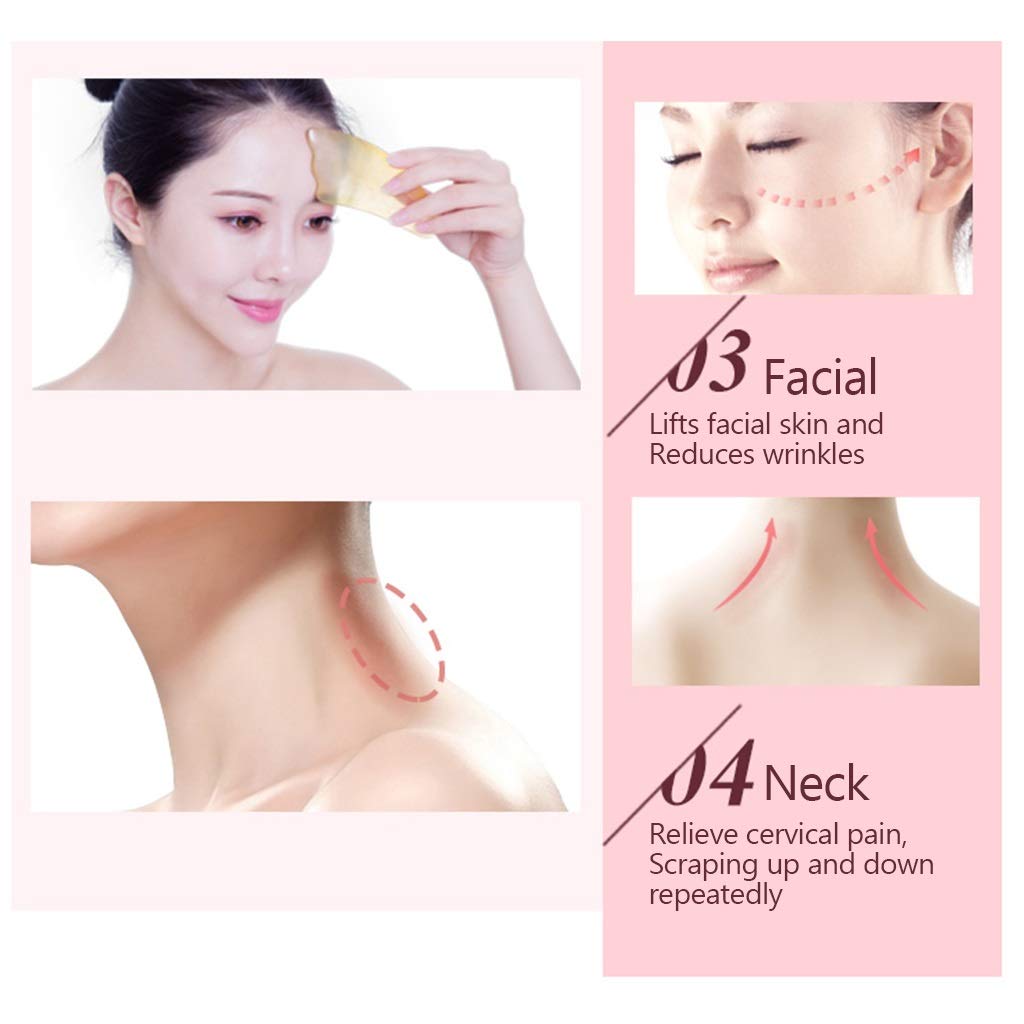 YXCKG 3 Stück Gua Sha Kratzmassagegerät, Natürliches hautstraffendes Gesichtsmassagegerät, Handgemachte Multi-Form entfernen Falten Beauty Set, Körpermassage-Tool für Akupunktur (Size : Square-5mm)