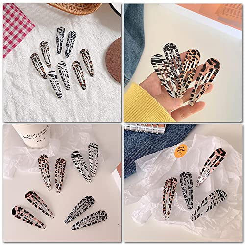 28 Pcs Metal Snap Hair Clips Leopard And Zebra Print Barrettes No Slip Bb Hairpins Side Clip Hair Accessories For Women, Ladies And Girls Hair Styling #TOP3
