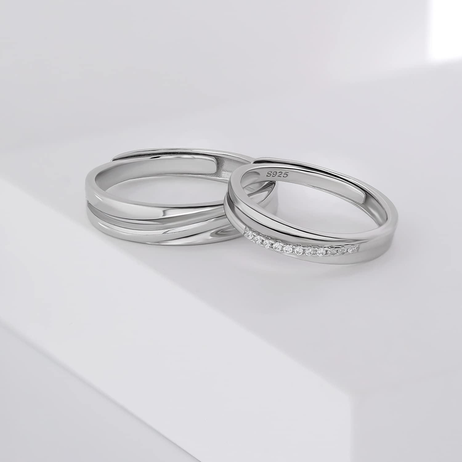 Meissa Verschlungene Paarringe für Damen und Herren 925 Sterling Silber Eheringe Größe verstellbar Jahrestag Ring Set Versprechen Ring