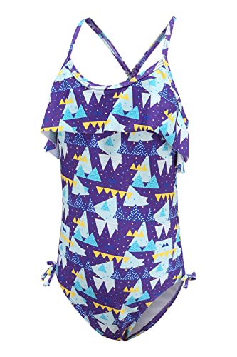Image of Girls One Piece Swimsuits Halter Bathing Suits Summer Ruffler Swimwear 2-14 Years