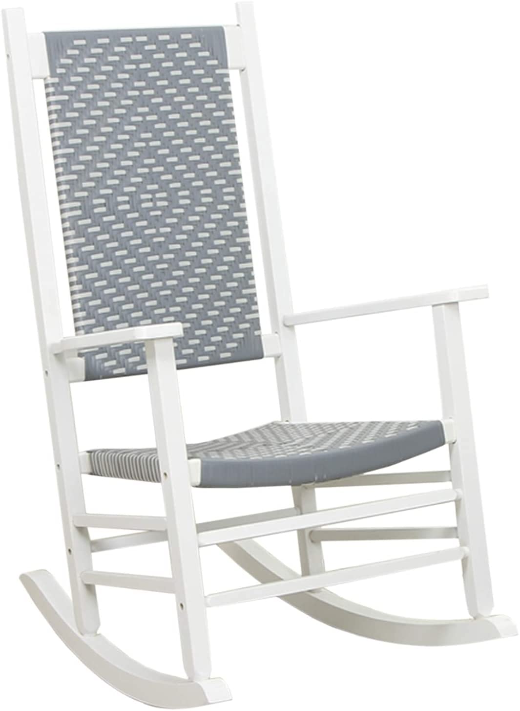 Chaise à bascule de rotin pour adultes lourds blanc de jardin