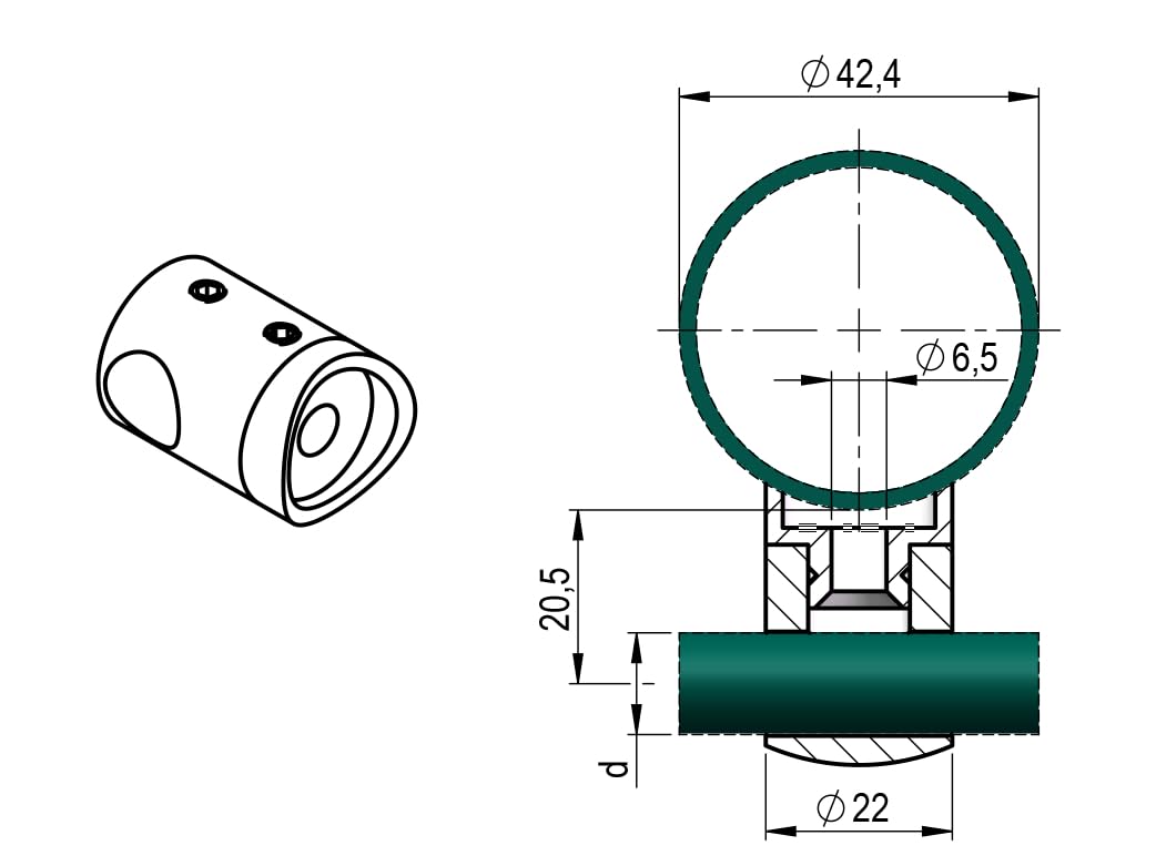 Sellon24® Pali in acciaio inox Ø 42,4, altezza 900 mm, con 4 supporti trasversali Ø 12,0, ringhiera V2A, balcone laterale, tubo rotondo per terrazze, piastra di supporto
