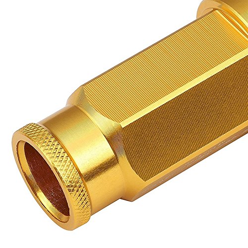 Gold Aluminum M12 x 1.25 25MM Diameter/50MM Height Open End Acorn Tuner 20 Piece Lug Nuts