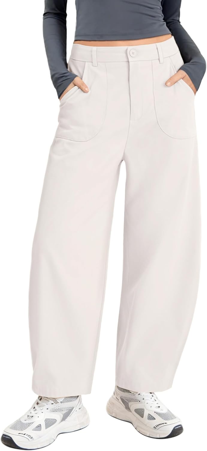 Womens Cotton Pants Casual Capri Baggy Wide Leg Trousers Palazzo Pants for Women with Pockets - Image 2