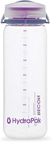 Hydrapak Recon - Botella de agua de plástico 50% reciclado, respetuosa con el medio ambiente y sin BPA, tapa giratoria de flujo suave, fácil de