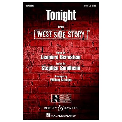 West side story: Tonight. treble choir (SSA) and piano. Partition de chœur.