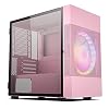Vetroo M01 Compact Micro ATX Mini ATX Gaming Pc Case, Front 200mm Rainbow Fan Pre-Installed, Door Opening Tempered Glass Side Panel, Mini Tower Pink Mesh Computer Case