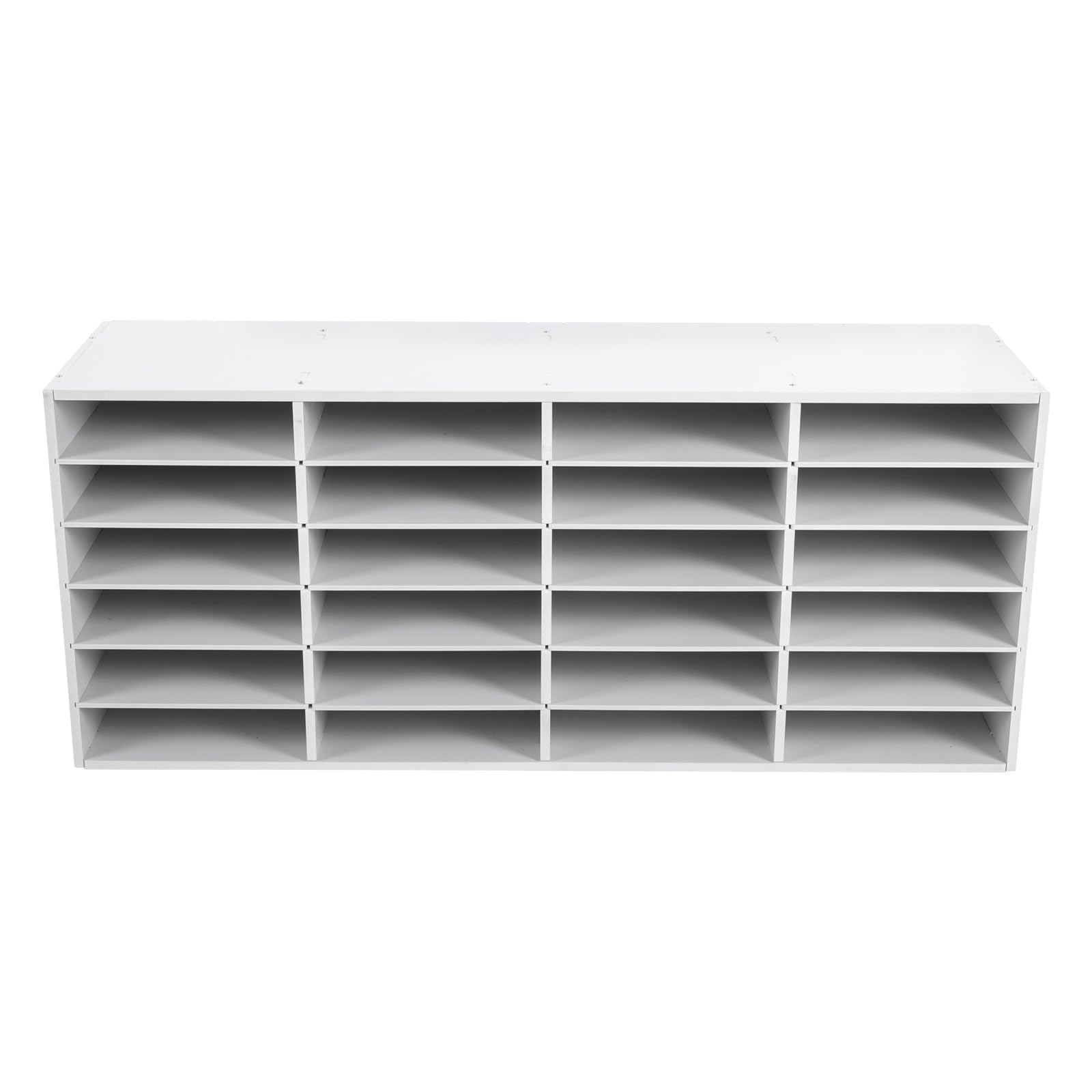 Portadocumenti, ufficio, letteratura, 24 scomparti, da scrivania, 100 x 30 x 42 cm, ripiani, sistema di archiviazione per la casa, l'ufficio (bianco, 4 x 6 scomparti)