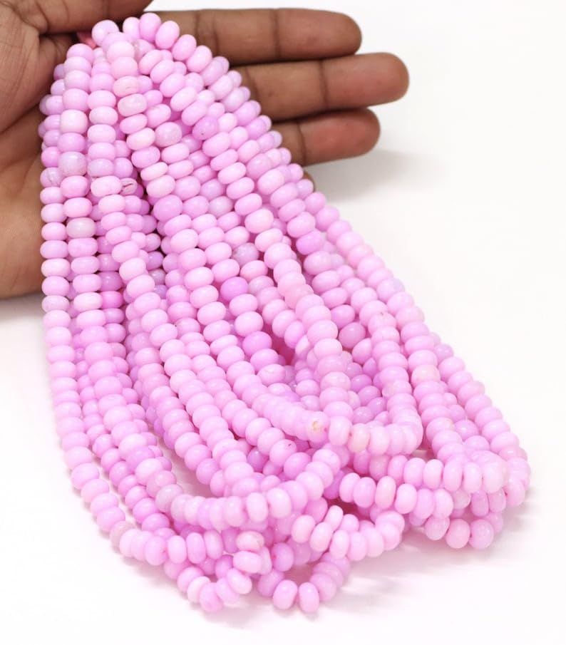 Perles lisses en opale rose naturelle de 38,1 cm pour la création de colliers et bracelets DIY