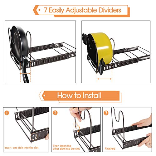 Mastertop Pan Organizer, Expandable Pot And Pan Organizer For Cabinet, Pot Lid Organizer With 7 Compartments For Kitchen Counter And Cabinet Pantry Bakeware Organizer Rack Holder #TOP1
