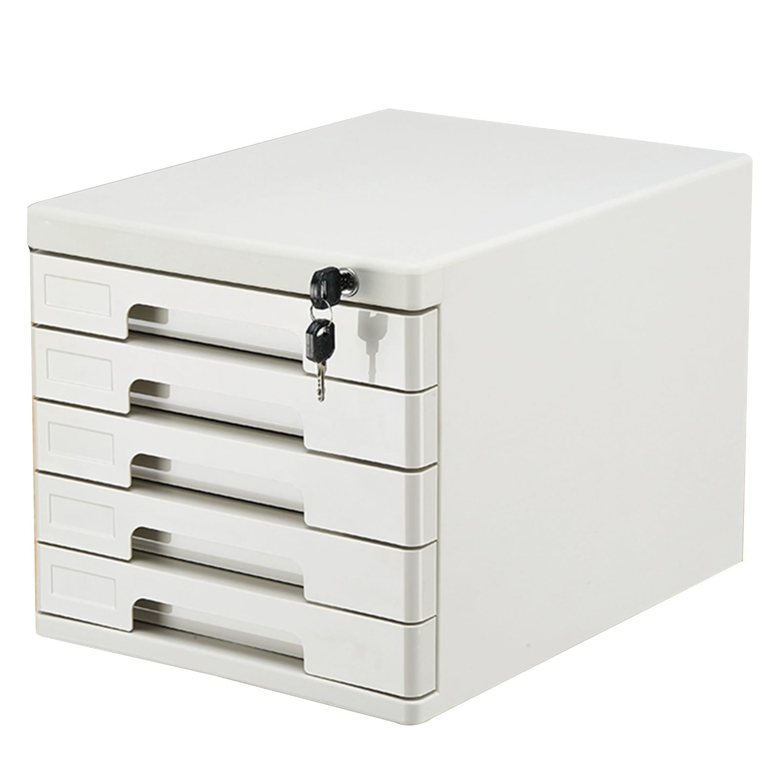 ASerZenith Lockable Desktop File Organizer With 5Layer A4 Document Storage Cabinet – Secure Office/Home Paper & Stationery Holder With Drawers,Grigio-5-Layers