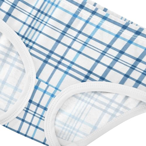 Blue Grid Plaid Girls' Stretchy Triangle Panties Comfort Color for Young Girls in Sizes 2T,3T, 4T, 5T, 6Y and 8Y4