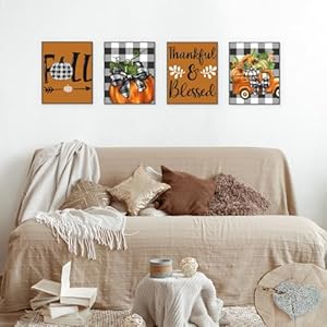 PLKMN Fall Wall Decor Set of 4, Fall Wall Art Prints 8x10, Thanksgiving Buffalo Check Pumpkin Truck Orange Decor, Fall Pictures Wall Decor for Home Gallery Bedroom (Unframed) PLKMN Fall Wall Decor Set of 4 Fall Wall Art Prints 8×10 Thanksgiving Buffalo Check Pumpkin Truck Orange Decor Fall Pictures Wall Decor for Home Gallery Bedroom Unframed