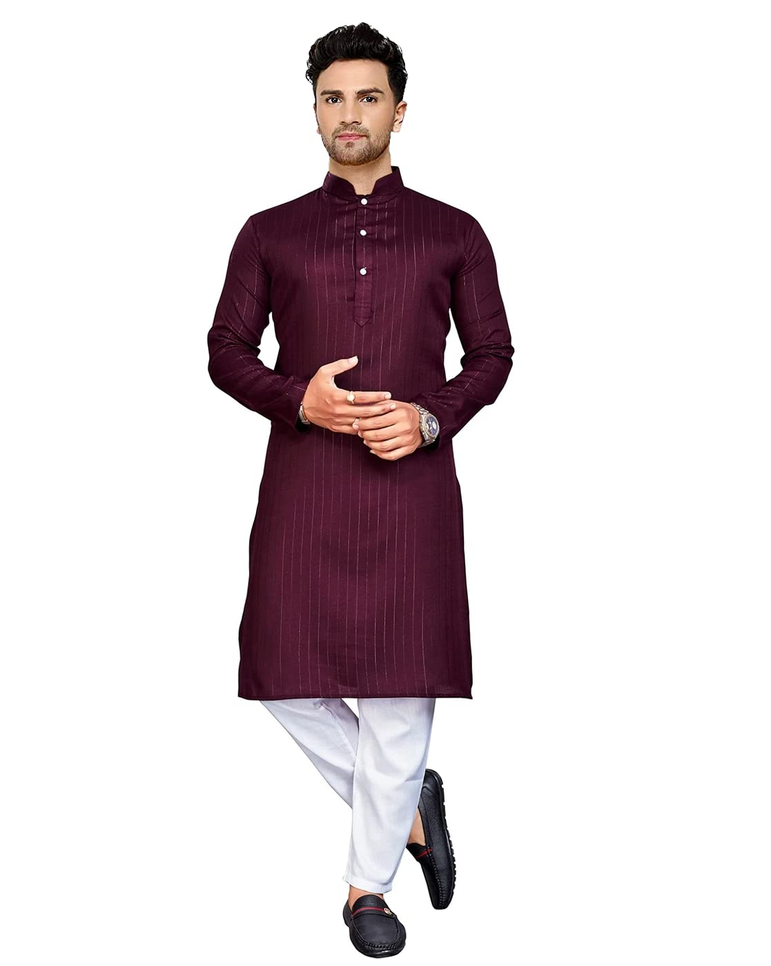 Men's Textured Lining Ethnic Kurta Pajama Set Combo
