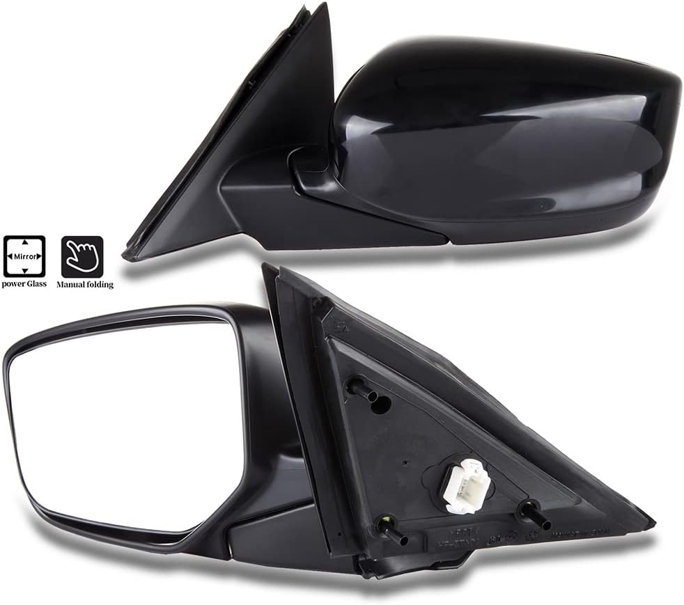 Driver Side View Mirror Fit 2008-2012 For Honda Accord Sedan, Door Mirror Power Operated Manual Fold Non-heated Black HO1320230