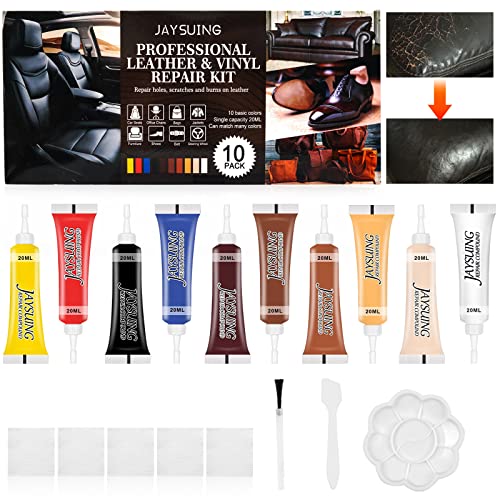 Cuero Liquido Reparador, Crema De Reparación De Cuero, Kits de Reparación de Cuero, 10 Colores Restaurador de Relleno de Cuero, para Sofá, Chaqueta de Cuero, Asiento de automóvil, Zapatos, Abrigos