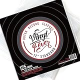 (125 Pack) Vinyl Fever High-Density 3 Mil Outer Record Sleeves for Storage of Standard 12