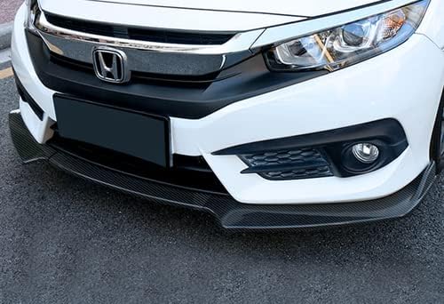 EPARTS 3 Pieces Carbon Fiber Look Front Bumper Lip Spoiler Splitter Side Body Kit Trim Protection Compatible with 2016-2021 Honda Civic Coupe Sedan