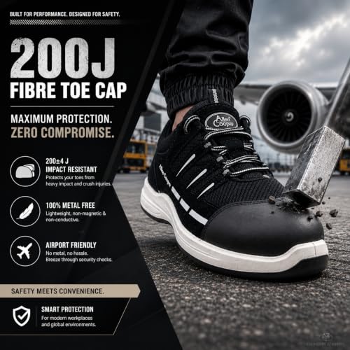 Image of Allen Cooper Safety Shoe ACL 11788 | High Performance Fabric & Leather Upper | Non-Metallic Fibre Toe Cap, Anti-Skid Sole, Heat, Water & Oil Resistant | Size 10 INDIA /UK