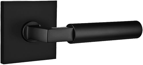 Juego de puerta con roseta cuadrada con palancas Hércules, mano izquierda, doble maniquí en negro mate