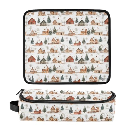 Bolsa de viaje para herramientas de cabello con diseño marble pintado en Navidad, resistente al calor, para planchas, rizadores y accesorios de cuidado capilar miniatura 3