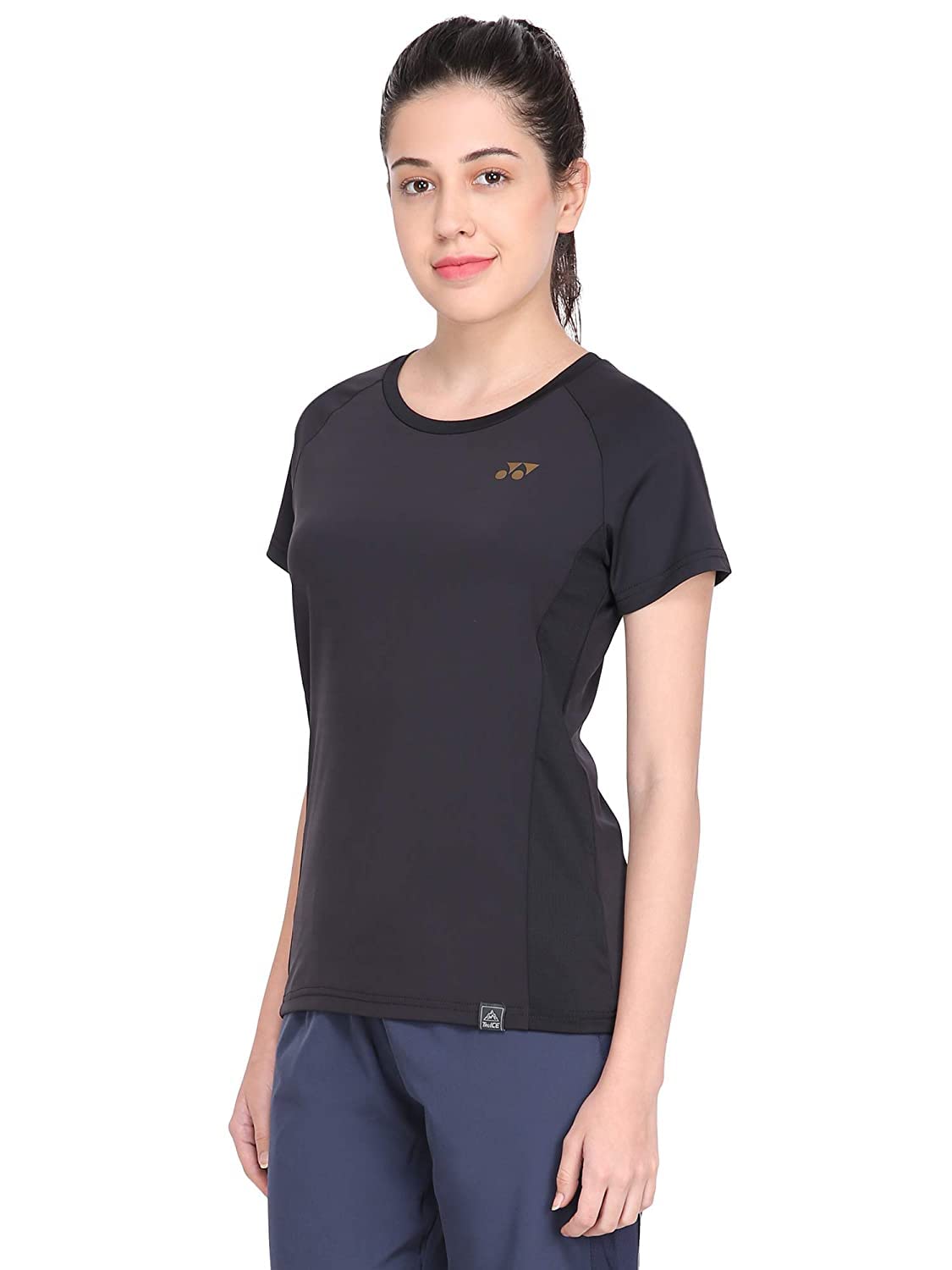 Yonex 1516-31 Polyester Badminton Girls Round Neck T-Shirt, J130 (Jet Black) - Image 2 thumbnail