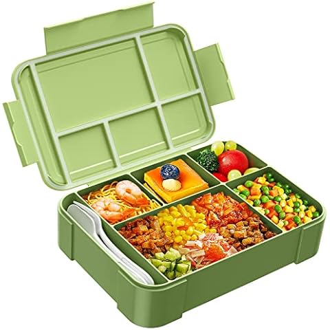 Jelife Bento Box Kids Lunch Box - 1450ml Large Leakproof 6 Compartments Kids Lunchbox Toddler Bento Box with Utensils for School, Book-Style Reusable Lunch Snack Containers for Daycare Cover