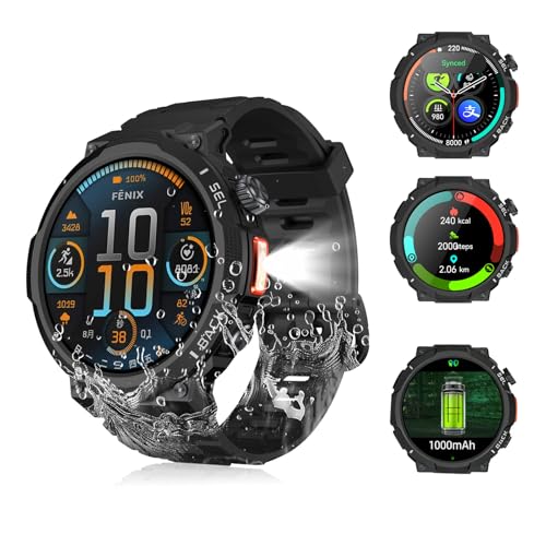 invens Smart Watch for Men(Answer/Make Call), 1.53'' Fitness Watch with Flashlight,1000mAh Battery,150+ Sports,SpO2 Heart Rate Sleep Monitor,Step Counter,IP68 Waterproof Smartwatch for iOS Android