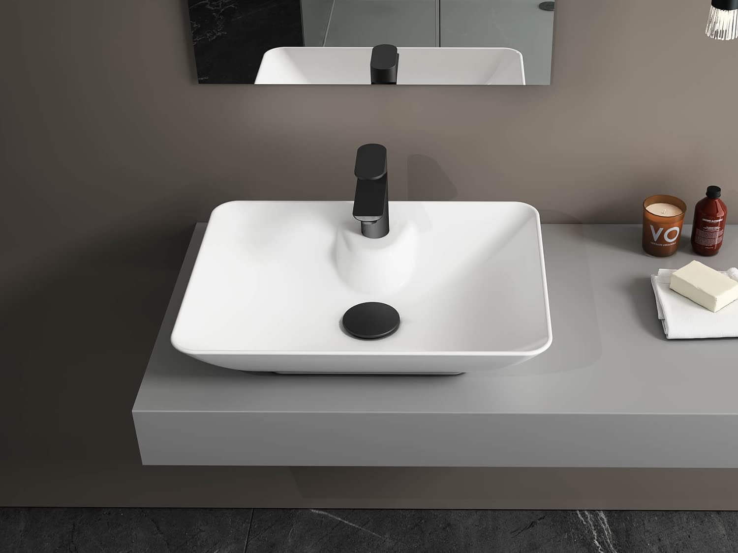 Aqua Bagno Lavabo design autonome, lavabo à poser | Lavabo en céramique, lavabo sans trop-plein | 53 cm
