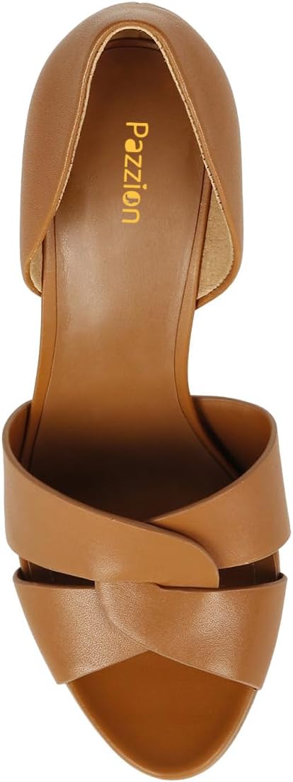 Pazzion Women's Sexy Open Almond Toe High Heeled D'Orsay Pump Slip On Stilettos Heels Two Piece Sandal Versatile Party Event Shoe Size 4-16 US