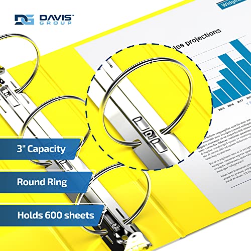 Image of Easyview 3-Ring Binder, Clear-View Cover, 3 inch Round Rings, Yellow, 6 Pack