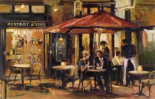 Impression d'art bistrot vin chaud Marilyn Hageman toile 150x96cm