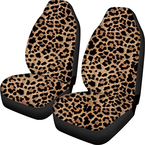 Allinterest Funda universal para asiento de coche con estampado de leopardo, 2 unidades, protectores para la mayoría de coches, camiones, SUV, furgonetas