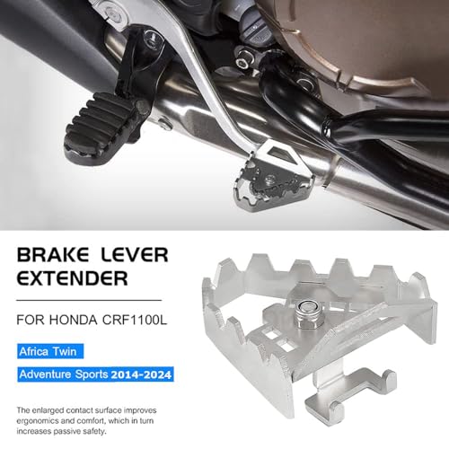 CRF1000L Africa Twin CRF1100L 2014-2024 Hintere Bremspedale Extender Fußrasten Für CRF1100L Africa Twin CRF1000L Adventure Sports 2014-2018 2019 2020 2021 2022 2023 2024(Silber)