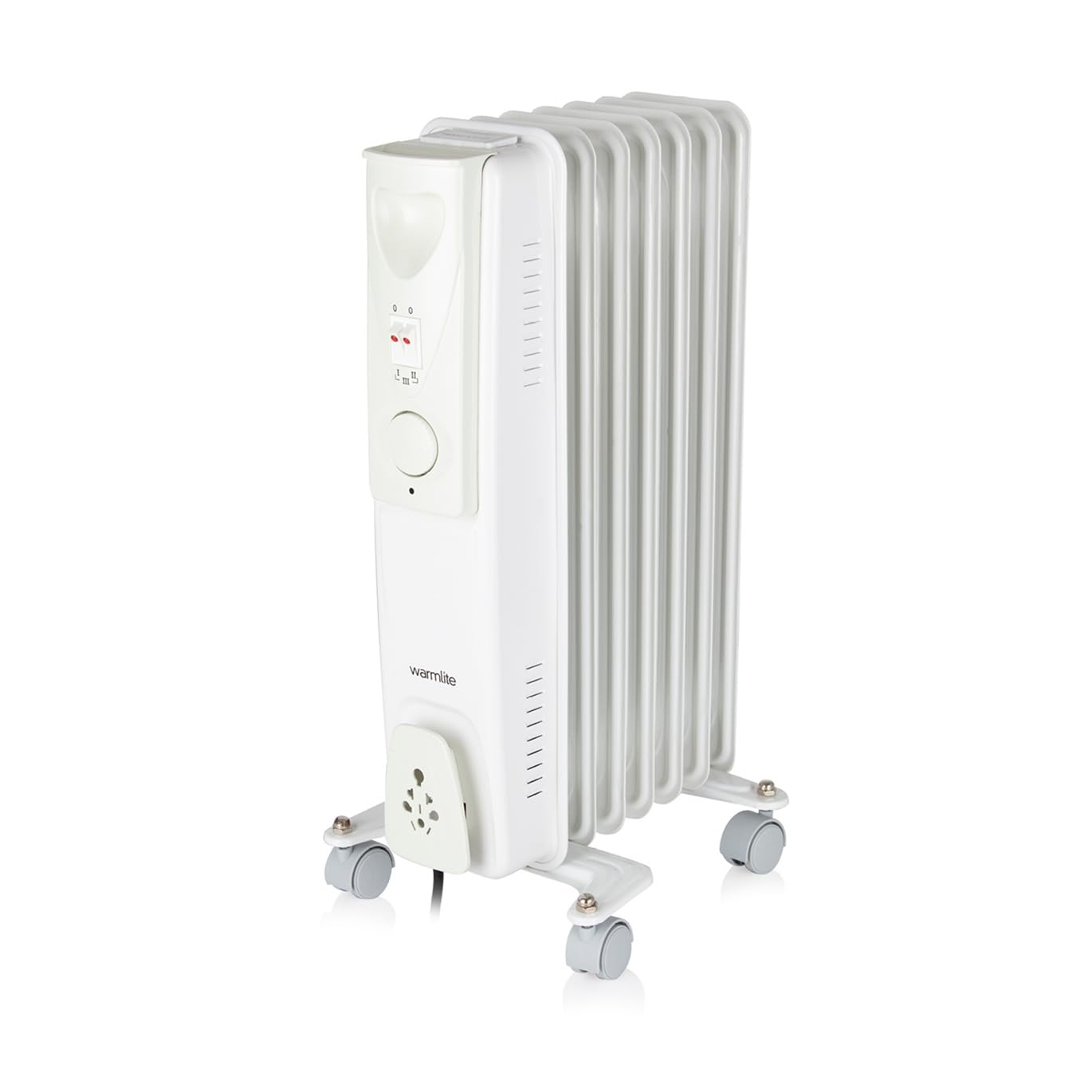 Warmlite White 1500W Oil Filled Radiator With 3 Power Settings And Adjustable Thermostat, Wl43003yw
