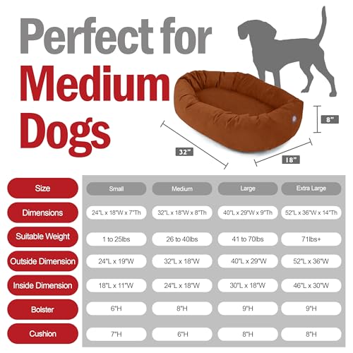 Image of Majestic Pet Suede Shredded Memory Foam Mix Calming Dog Bed Washable - Cozy Soft Round Dog Bed with Spine for Head Support - Fluffy Donut Dog Bed, 32 Inch, Rust